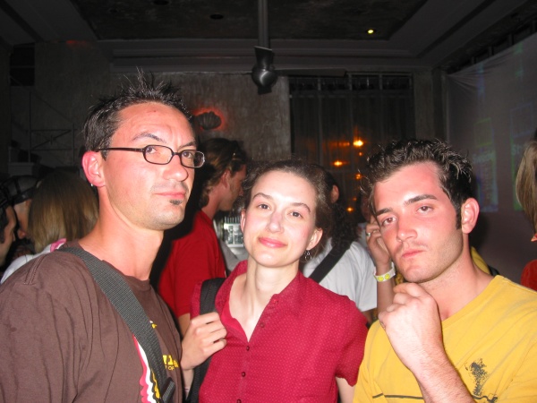 Christine Moritz at WMC 2004 with Aaron Morris and Rob
 Scullin