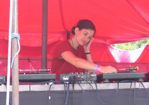 Christine Moritz DJing at the
 Finlandia Cocktail Bar at the
 Big Chill Festival (Herefordshire, England), August 5, 2006